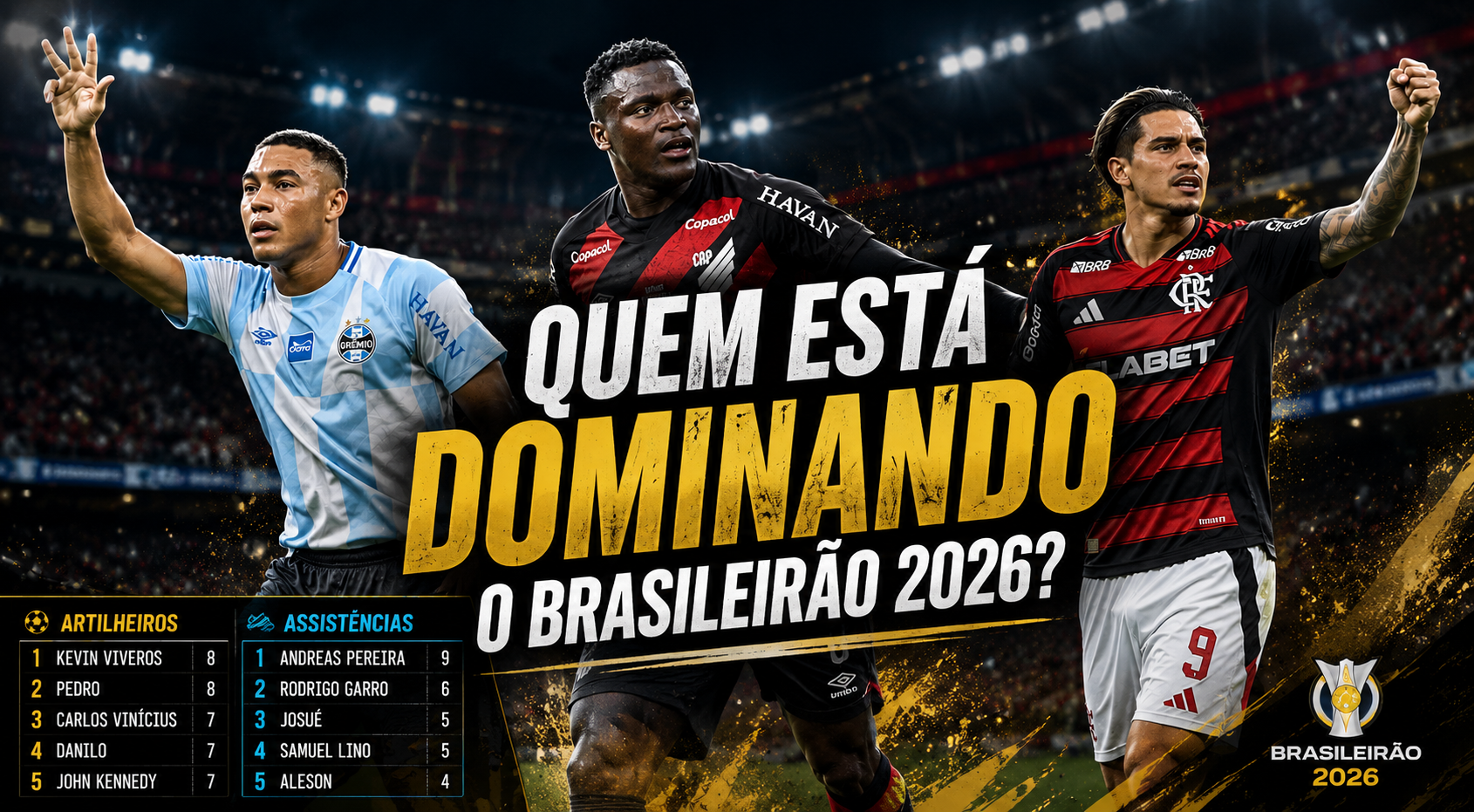 Os caras que estão destruindo o Brasileirão 2026: artilheiros, assistências e os números que mais impressionam até agora